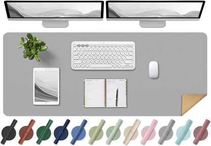 Non Slip Desk Mat, 31.5" x 15.7" PU Leather Desk Pad, Cork Desk Mat for Desktop, Desk Pad for Keyboard and Mouse, Ideal for Office and Home, Black