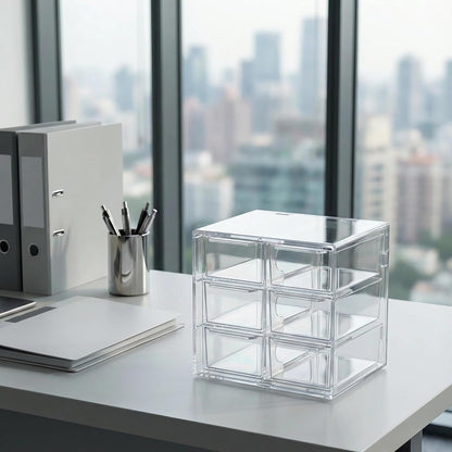 Acrylic Drawer Organizer, Clear Desk Organizer with Drawer, Plastic Stackable Storage Drawers with 6 Drawers, Dustproof Organizers for Jewelry, Craft, Office Supplies