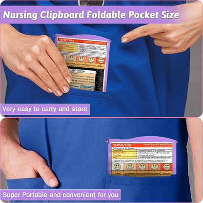 Clipboard Foldable Without Edition Cheat Sheets Aluminum 3 Layers Foldable Clipboards Pocket Size Profile Clip Clipboards Notepad for Students, Nurses,Contractor Trucker Driver