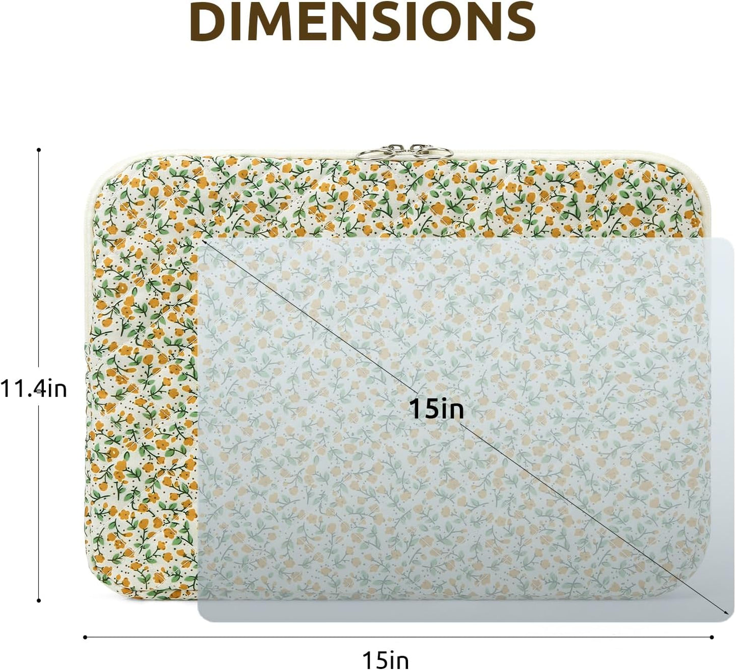 Puffy Laptop Sleeve 13 Inch Cute Quilted Laptop Protective Case Padded Floral Computer Sleeve for MacBook (A-Blue, 13 Inch)