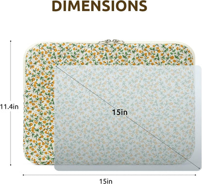 Puffy Laptop Sleeve 13 Inch Cute Quilted Laptop Protective Case Padded Floral Computer Sleeve for MacBook (A-Blue, 13 Inch)