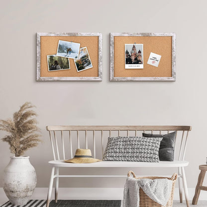 Cork Board Bulletin Board, 11.8x8.6 inches Mini Decorative Hanging Framed Cork Boards for Walls, Pin Board Vision Board for School Home Office, Bulletin Board with Wooden Frame(2230,WH,1p)