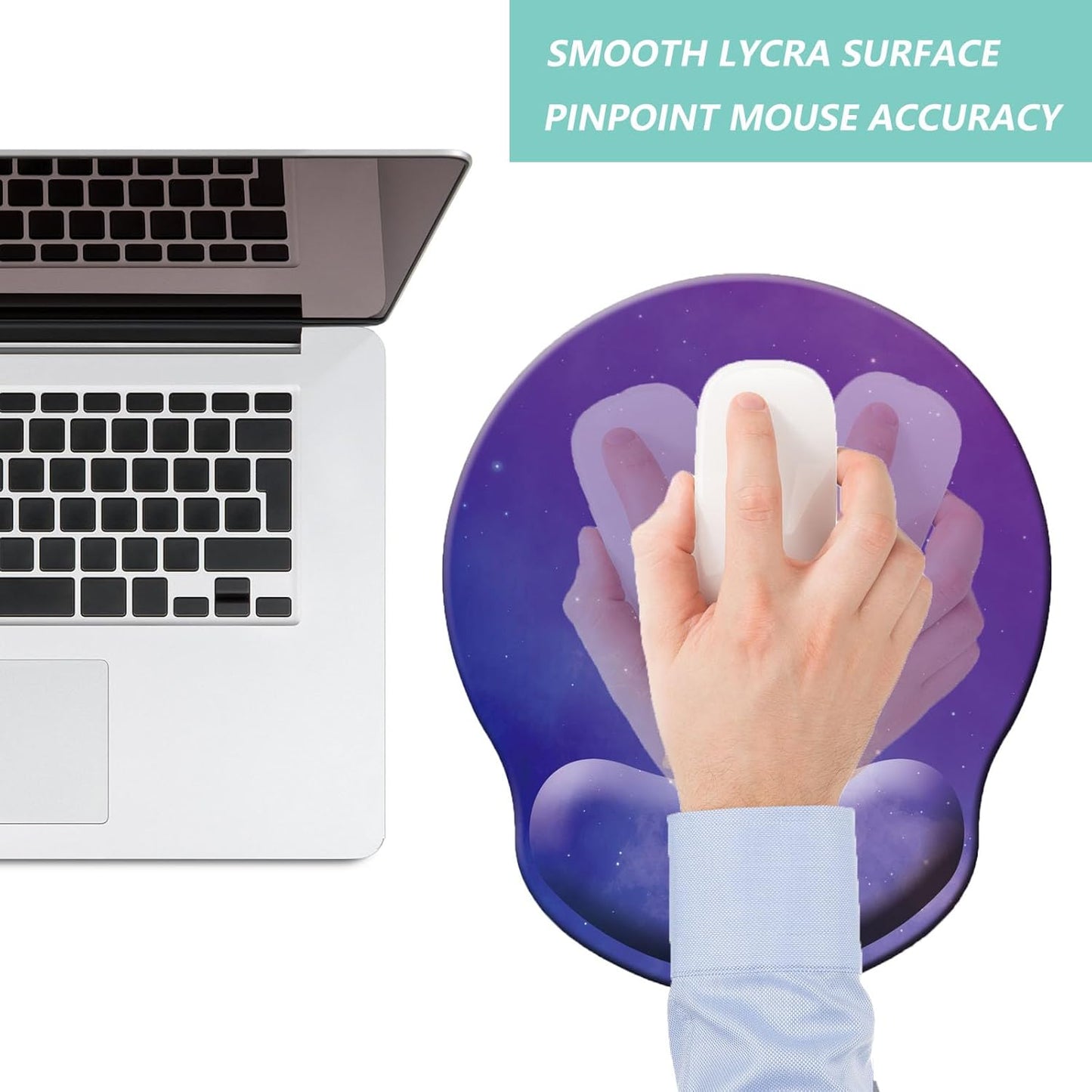 Mouse Pad with Wrist Support, Ergonomic Mouse Pad with Memory Foam Wrist Rest Cushion, Non-Slip Rubber Base Gaming Mice Pad for Home Office Computer Laptop, Flowers Grass