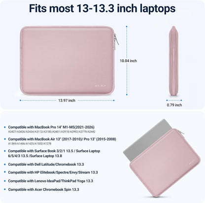 MOSISO Laptop Case 13.3 inch, 13-13.3 inch Laptop Sleeve Bag Compatible with MacBook Air/Pro 13/Pro 14 M5 M4 M3 M2 M1, HP Dell ASUS Lenovo, Neoprene Computer Sleeve Bag with Small Case, Baby Pink - Colors A