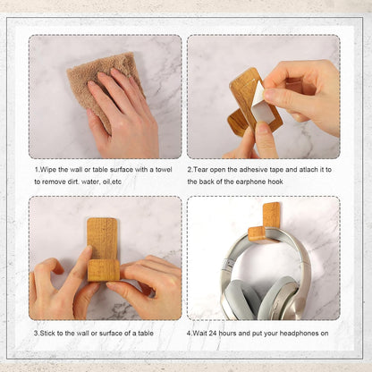Weewooday 4 Pieces Headphone Hanger Holder Desk Adhesive Headphone Hook Wall Mount Headset Stand Acrylic Holder with Glues for General Purpose Game Earphone(White)