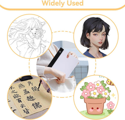 A5 LED Light Box, A5 Tracing Light Table LED Copy Board Lights Tracing Drawing Board Portable Diamond Art Painting Lights Boards Ultra Thin Adjustable for Sketching Animation