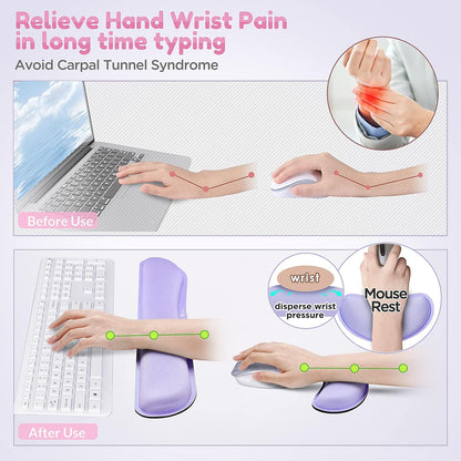 Gimars Upgrade Enlarge Silky and Superfine Fabric Gel Memory Foam Keyboard Wrist Rest Set, Ergonomic Keyboard Mouse Wrist Support for Typing Pain Relief, Comfort for Office, Gaming, Computer, Black