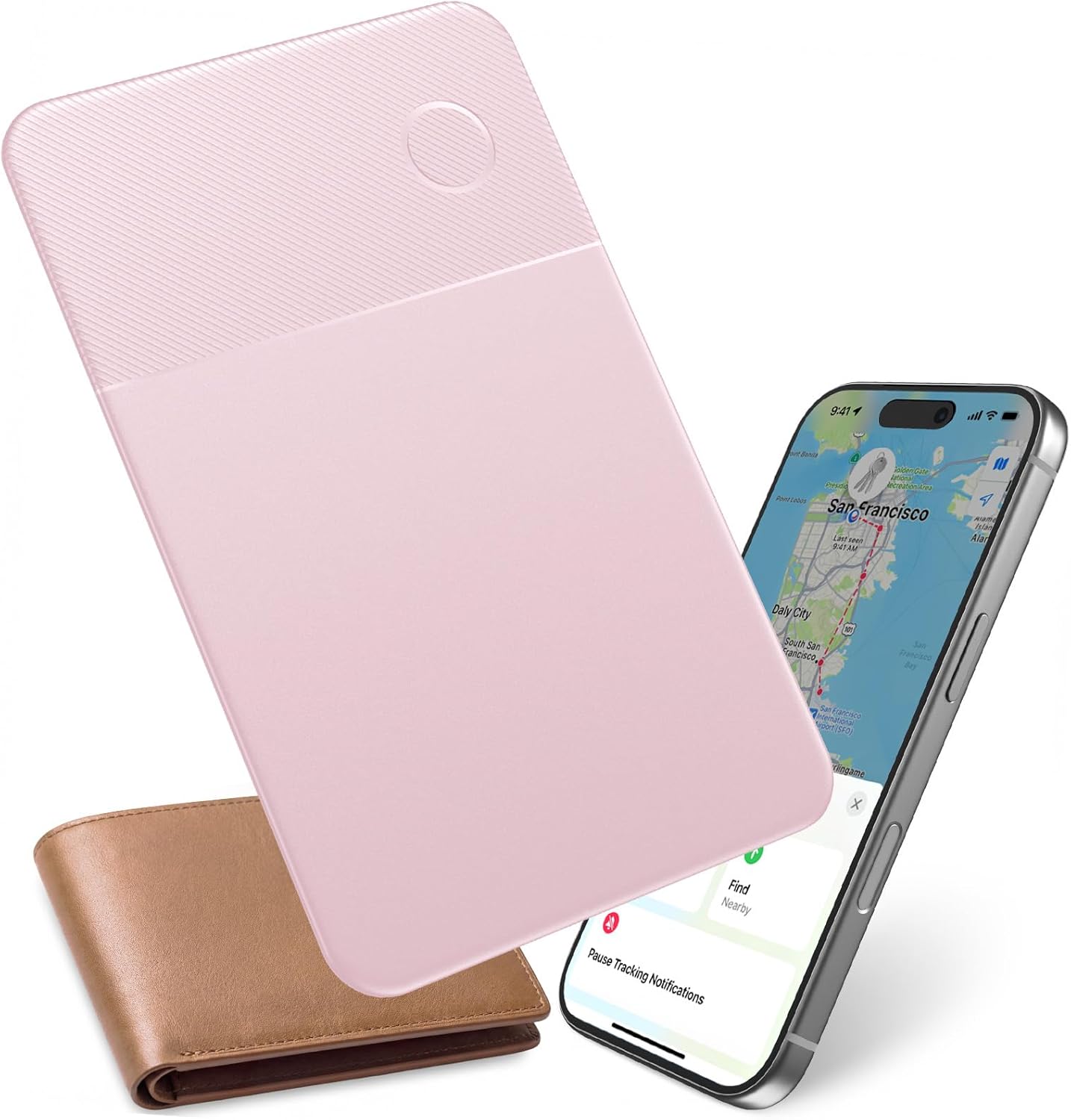 Apple Find My Wallet Tracker Card, Rechargeable Slim Bluetooth Wallet Finder for iPhone, Item Locator for Wallet, Keys, Passport & Luggage, iOS Only, Black