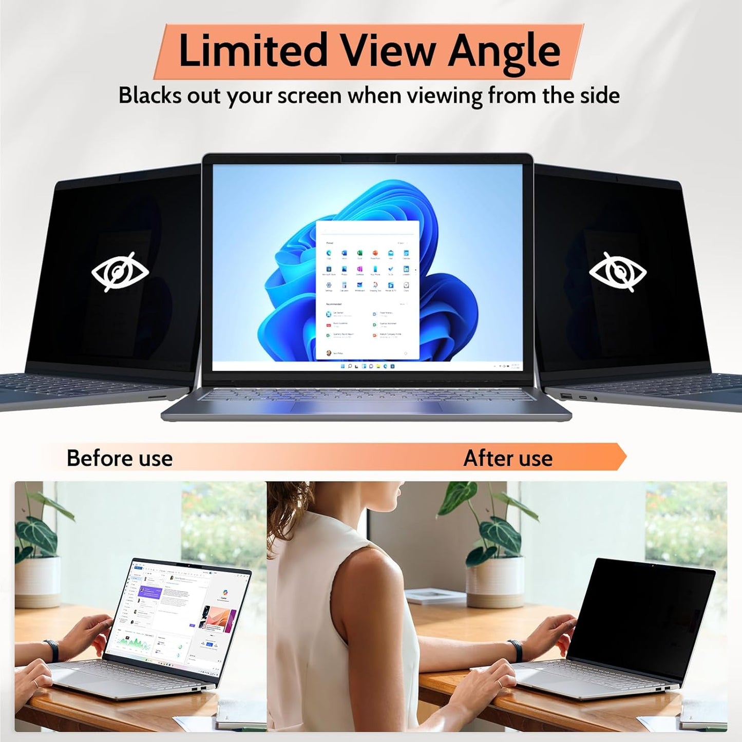 Mamol Magnetic Laptop Privacy Screen 14 inch ,16:10 Aspect Removable Anti Glare Protector Blue Light Privacy Screen Filter,Filter Shield Compatible with HP/Dell/Acer/Asus/Samsung/Lenovo/Thinkpad Envy