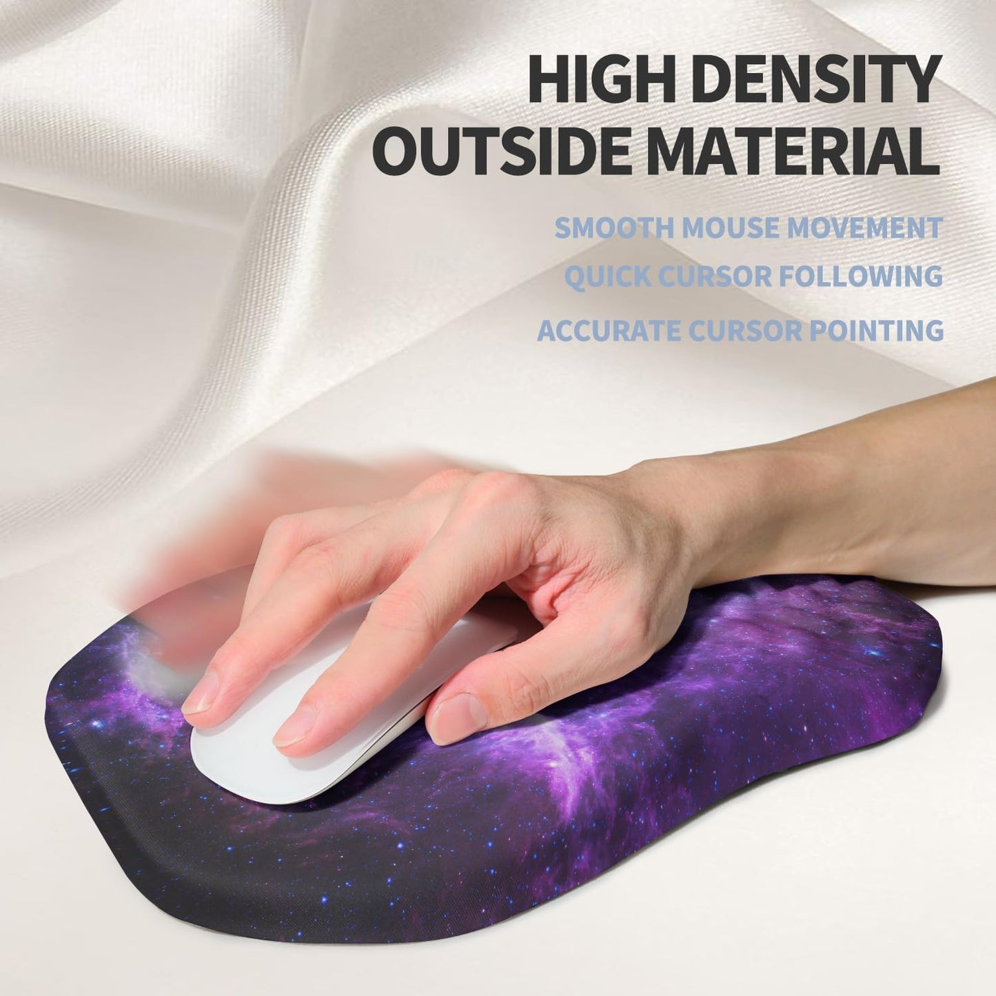 Ergonomic Raised Mouse Pad Wrist Support with Bilateral Slope Memory Foam Mousepad for Wrist Rest and Carpal Tunnel Pain Relief 11.8x7.9〃 Black