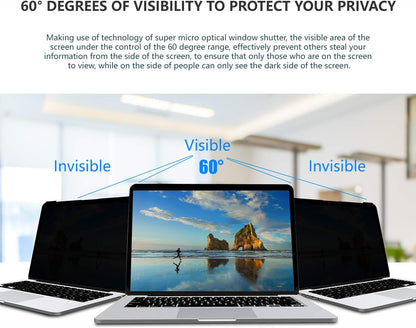 Hanging 15.6 Inch Laptop Privacy Screen Blue Light Screen Protector Anti Glare Anti-Scratch Laptop Privacy Screen Shield 15.6 Inch 16:9 Aspect Ratio