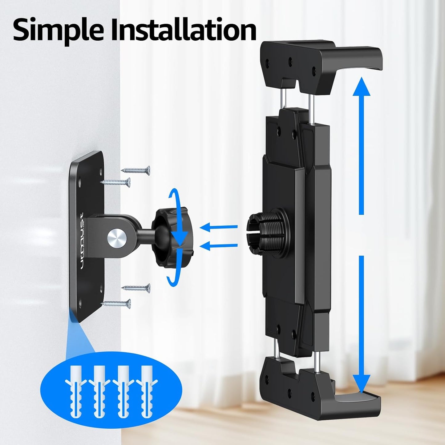 Urmust Tablet Stand for Desk, Adjustable iPad Holder for Bed, 360° Rotation, Sturdy Aluminum Tablet Arm Mount for 4.7"-15.6" iPad Pro/Air/Mini, iPhone, Galaxy Tab, for Kitchen, Work, Video Call