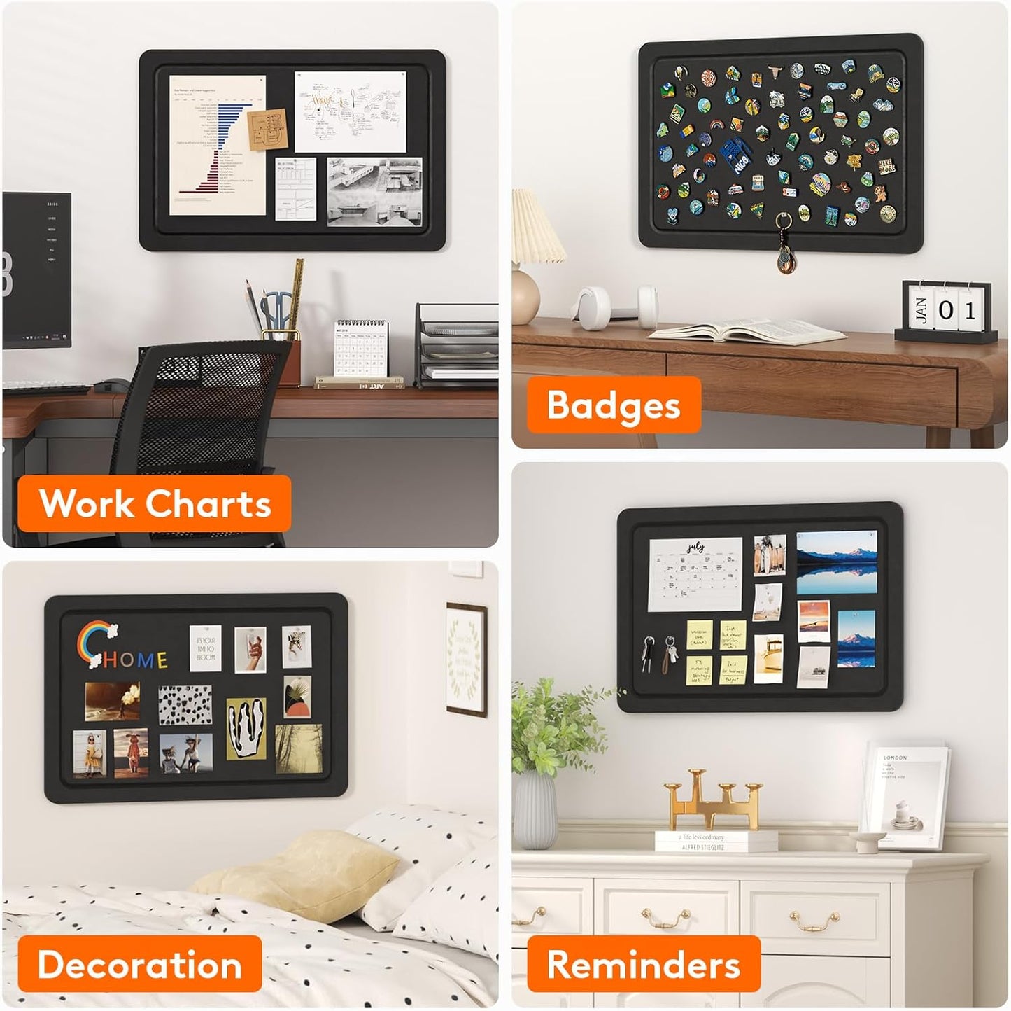 Lifewit Cork Board Alternative,22.4"x 14.8" Bulletin Board with Self-Adhesive,Foldable Decorative Felt Pin Board Vision Board Message Board with 20 Pushpins for Office Wall Decor, Room Decor, Oatmeal