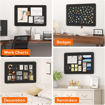 Lifewit Cork Board Alternative,22.4"x 14.8" Bulletin Board with Self-Adhesive,Foldable Decorative Felt Pin Board Vision Board Message Board with 20 Pushpins for Office Wall Decor, Room Decor, Oatmeal