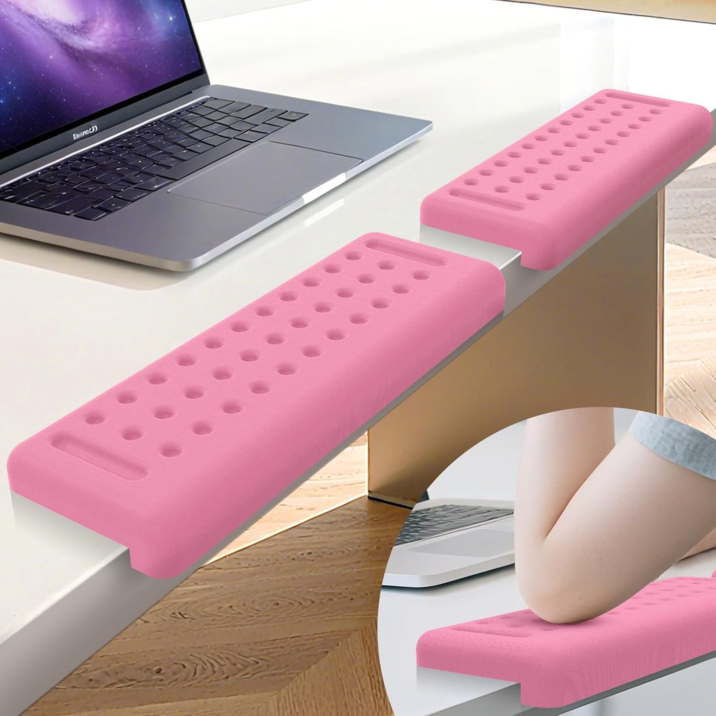 L-Shaped Desk Edge Cushion, 2 PCS Elbow Rest for Desk with Ergonomic Support, Memory Foam Elbow Pad & Arm Rest for Palm, Wrist & Forearm, Non-Slip & Separate Design, Office & Home, Black