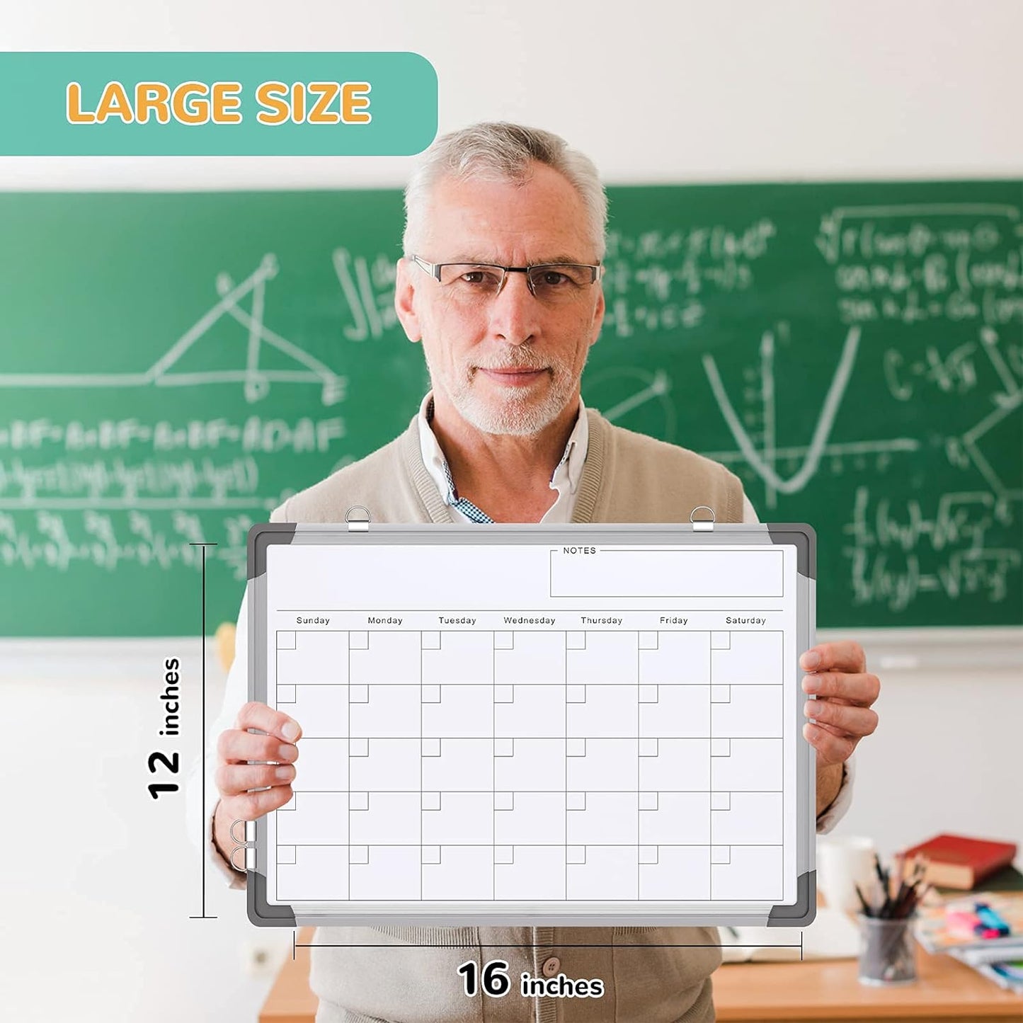 Small Weekly Calendar Dry Erase Whiteboard for Wall, 16" x 12" Magnetic Dry Erase Board, Hanging Double-Sided White Board, Portable Board for List, Kitchen, Planning, Memo, Home, Office