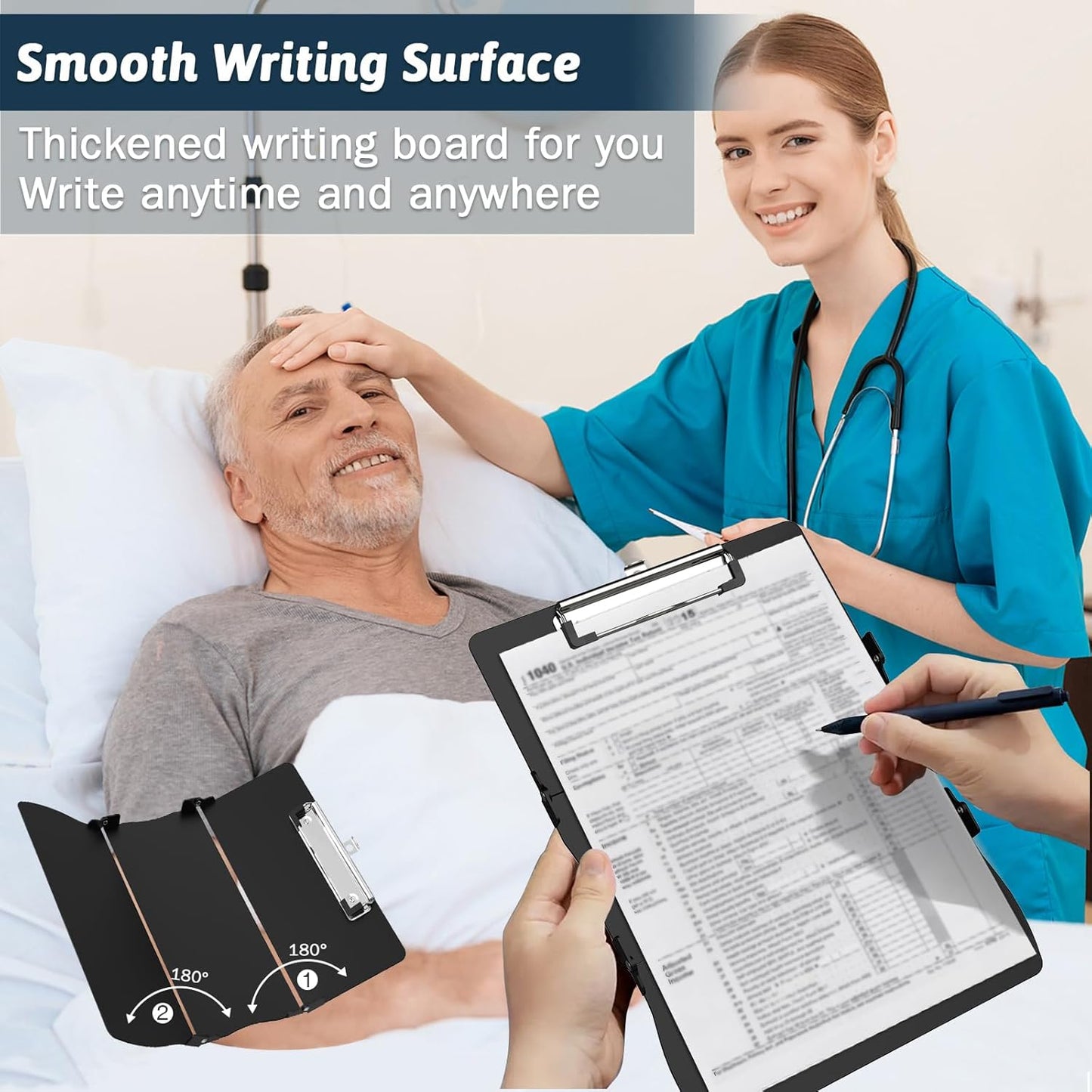 Clipboard Foldable Without Edition Cheat Sheets Aluminum 3 Layers Foldable Clipboards Pocket Size Profile Clip Clipboards Notepad for Students, Nurses,Contractor Trucker Driver