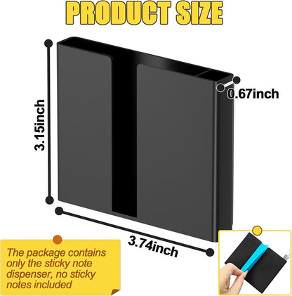 Sticky Note Dispenser, Magnetic Sticky Note Holder for Post It Notes, 3 x 3 Inch Sticky Note Pen Organizer for Office Home Classroom, Black