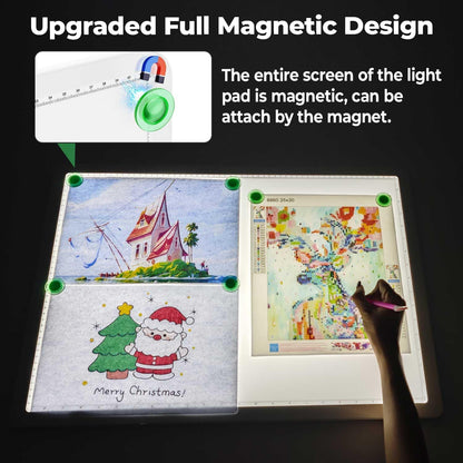 Zocelight Rechargeable A4 Tracing Light Box with Padded Case,Ultra Bright Led Light Pad with Physical Button,Wireless Light Board for Diamond Painting,Dimmable 9000LUX Lightbox for Tracing and Drawing