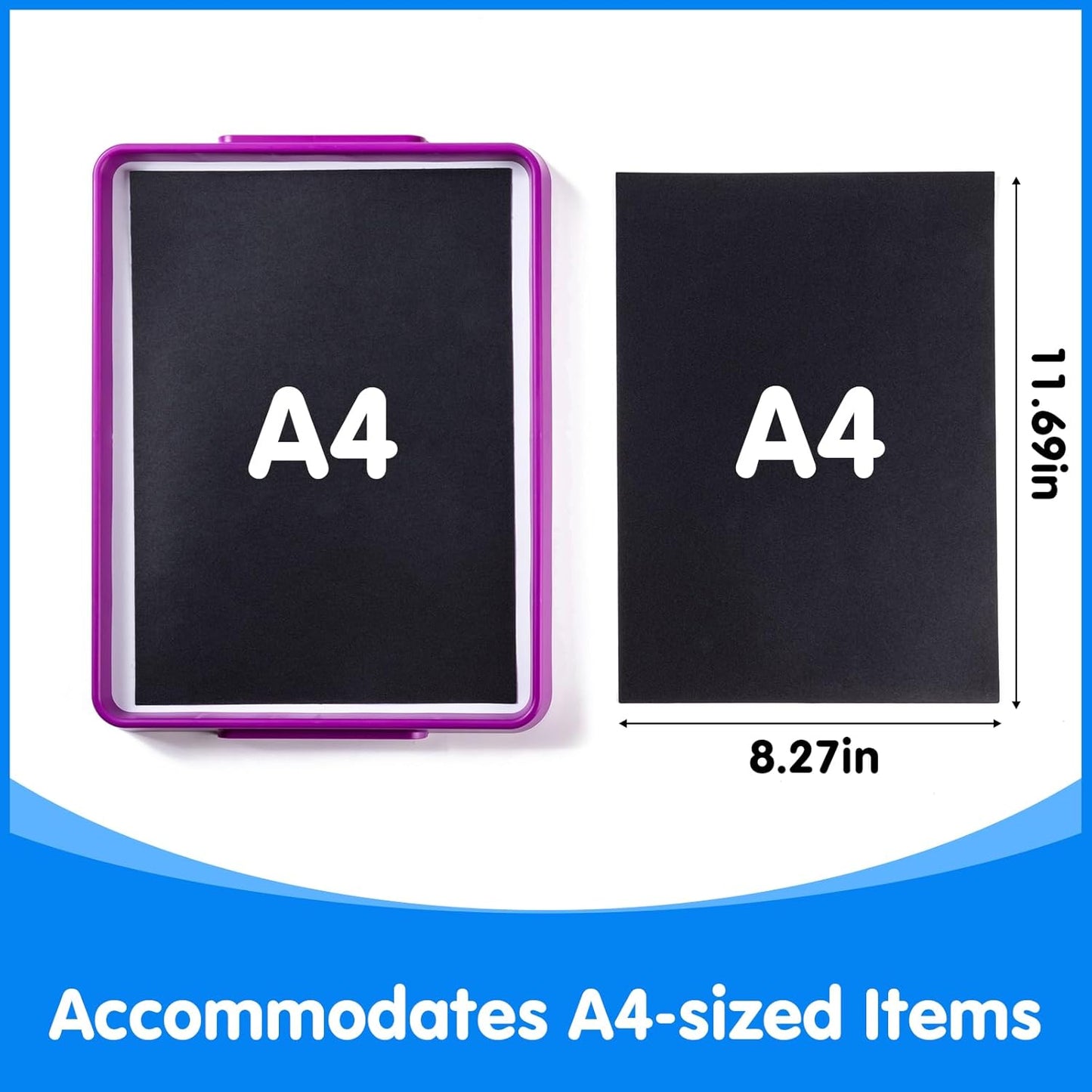 Magnetic Board for Kids – 13.2" X 10" - Magnetic Dry Erase Tray | Stackable Magnetic Tray for Classroom, Home, Travel & Preschool Learning (Cyan)