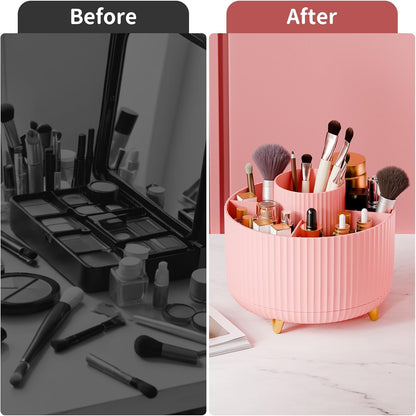 fanado 360° Rotate Makeup Brush Holder Organizer, Makeup Organizers Countertop, Makeup organization and Skincare Storage for Vanity, Desktop, Bathroom (White)