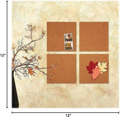 Quartet Cork Tiles, Bulletin Board Cork Panels 12" x 12" x 3/16", Natural, 4 Pack (102)