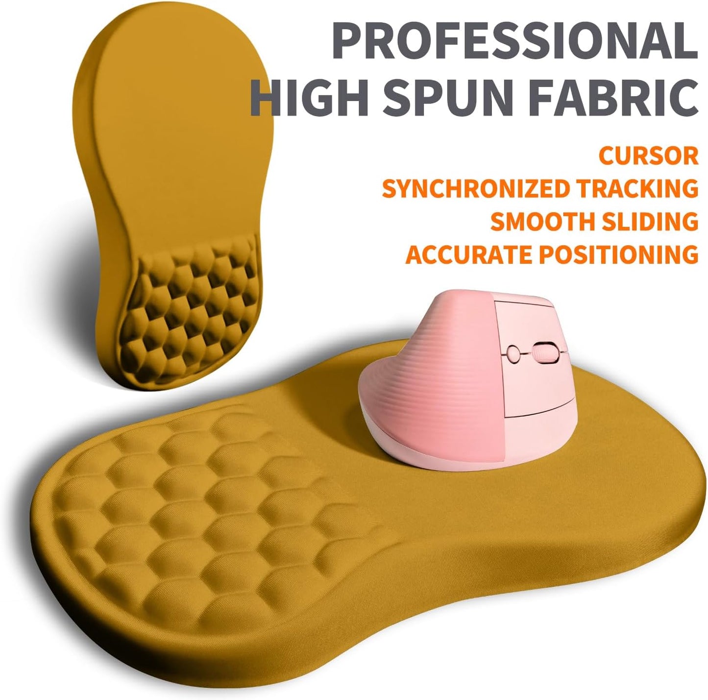 Ergonomic Joint Wrist Support Mouse Pad with Memory Foam Cushion Massage Bump, Carpal Tunnel Pain Relief Mousepad Slope Design for Wrist Rest, 11.8x7.9 in, Black
