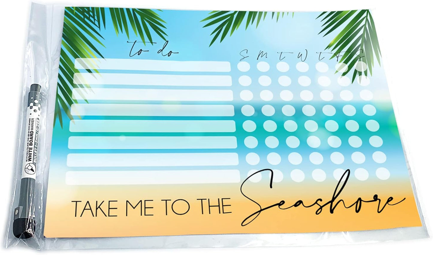 Dry Erase Whiteboard Task & Habit Tracker | Removable and Restickable Adhesive Decal | Fine-Tip Magnetic Marker Included | 9” x 12”