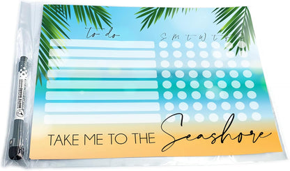 Dry Erase Whiteboard Task & Habit Tracker | Removable and Restickable Adhesive Decal | Fine-Tip Magnetic Marker Included | 9” x 12”