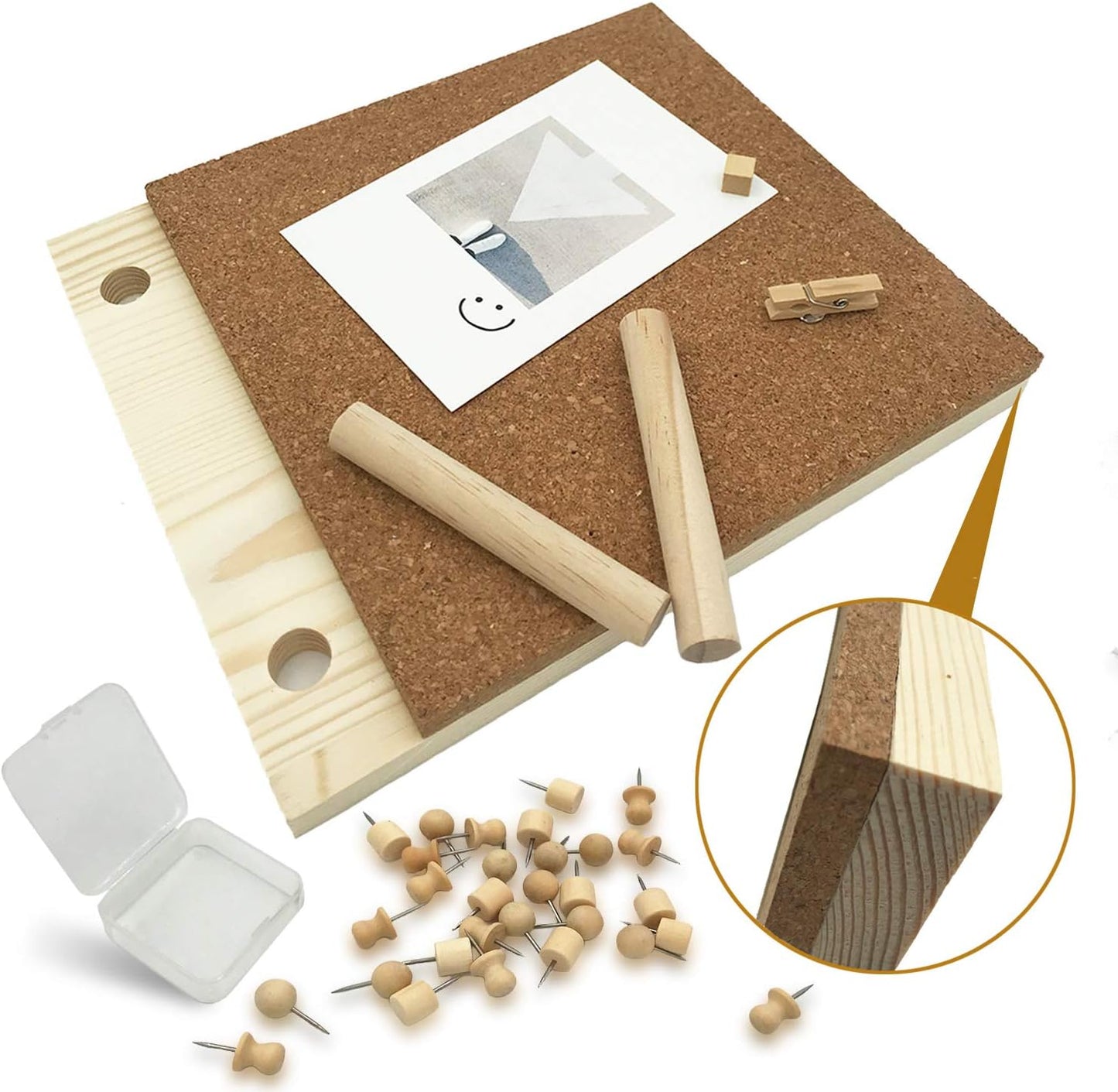 Desktop Cork Board, 10'' x 8'' Bulletin Board Message Board with 12 PCS Push Pins, Decorative Pin Board Perfect for Home School Office Décor