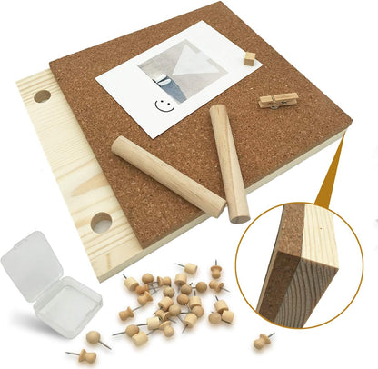 Desktop Cork Board, 10'' x 8'' Bulletin Board Message Board with 12 PCS Push Pins, Decorative Pin Board Perfect for Home School Office Décor