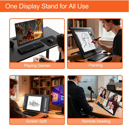 Adjustable 14-27 inch Drawing Tablet Stand Digital Graphics Tablet Monitor Base Bracket Suitable for Universal VESA Support for Lenovo/dell, Kamvas 20/Kamvas 22/Plus/Kamvas 24(Black)