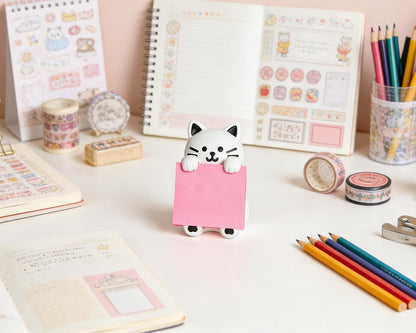 Highland Cow Pop-up Sticky Note Dispenser, Includes 1 Pad of 3x3 in Super Sticky Notes, 100 Sheets, Resin Cute Handmade Desk Holder for Office & Home-Beige