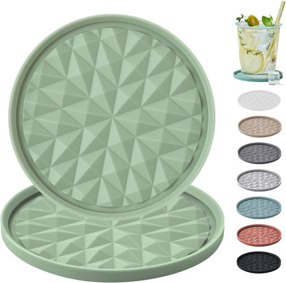 Silicone Coasters for Drinks [2 Pack for Office]- Cup Mat for Tabletop Protection-Non-Slip, Non-Stick, Coffee Table Decor, Great Gift for Any Occasion, Black