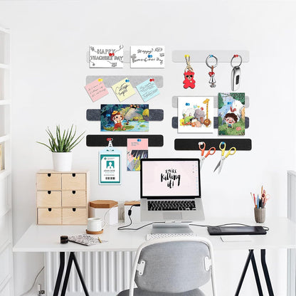 Felt Pin Board Bar Strips Bulletin Board for Bedrooms Offices Home Wall Decoration, Notice Board Self Adhesive Cork Board with 35 Push Pins for Paste Notes, Photos, Schedules