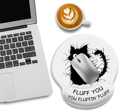 LIMKRIAN Cat Ergonomic Mouse Pad with Wrist Rest, Gaming Mouse Pad with Wrist Support, Funny Mouse Pads for Desk, Computer Mousepad with Non-Slip Pain Relief PU Base, Cute Office Desk Accessories