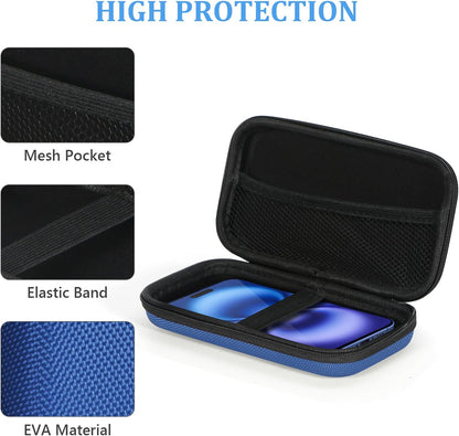 Portable Protection Hard EVA Case for External Battery, Cell Phone, GPS, Hard Drive, USB/Charging Cable, Small Carrying Bag Mesh Inner Pocket, Zipper Enclosure, Universal Travel Pouch Bag