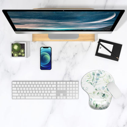ITNRSIIET Ergonomic Mouse Pad with Gel Wrist Support Wrist Rest Smooth Surface Non-Slip PU Base Comfortable Office Supplies Pain Relief, 9.5 x 8 inches, Beach