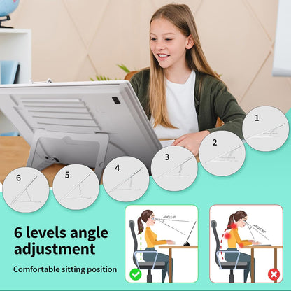 Rechargeable A4 Light Pad - Stepless Dimmable 6 Levels Brightness Tracing Light Box, Diamond Painting Light Board with Top Clip, Battery Powered Portable Light Pad for Weeding Vinyl Tracing