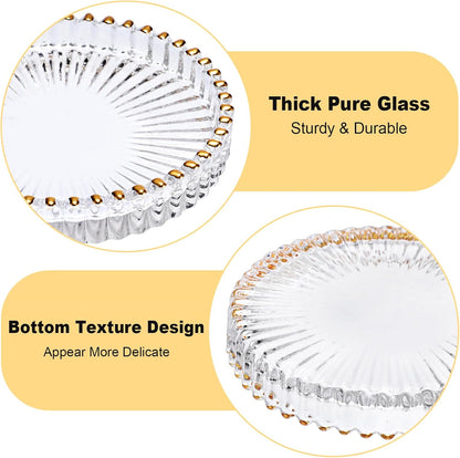 Modern Clear Coasters Set of 5- Glass Cute Coasters for Drinks Crystal Coaster Round Chic Cup Mat Cute Coffee Table Coaster for Kitchen, Bar, Dining Room, Living Room, Patio(Amber)