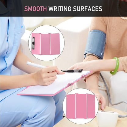 Nursing Clipboard Foldable, Foldable Clipboard w/Nursing Edition Cheat Charts,3 Layers Aluminum, Nurse Clip Board w/Low Profile Clip&Pen Clip Pocket for Nurses and Doctors,Light Blue