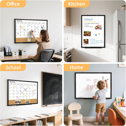 Weekly Calendar Dry Erase Whiteboard for Wall, 24"x18" Magnetic Weekly Planner White Board, Double Sided Hanging Daily Planning Board for Home, Office, School, Kitchen