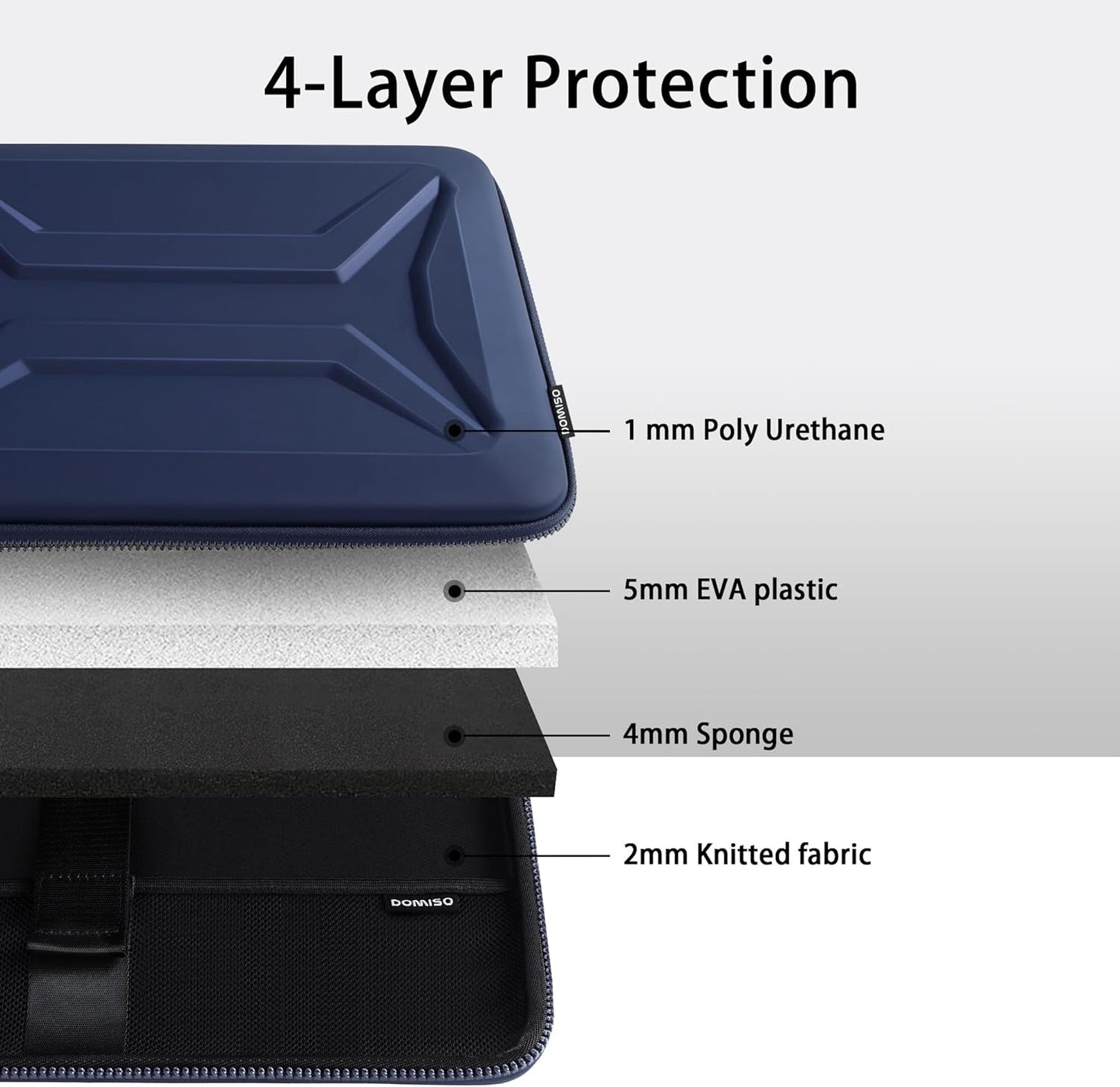 DOMISO 15.6-16 Inch Laptop Hard Case, Waterproof Shockproof Hard Shell Laptop Sleeve Protective Carrying Case with Retractable Handle for Macbook Pro/Lenovo IdeaPad Legion/HP ENVY/Dell XPS,Black