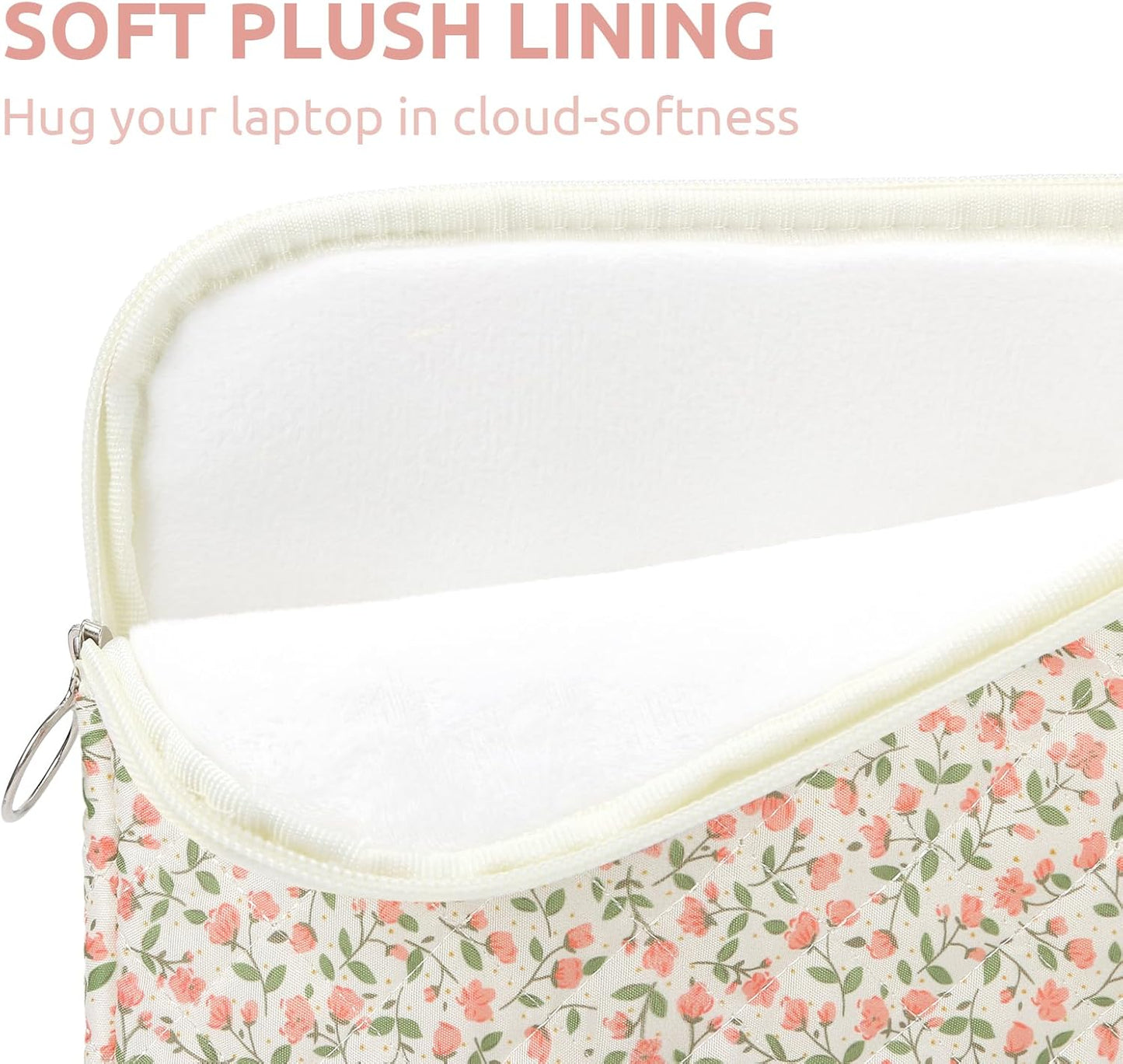 Puffy Laptop Sleeve 13 Inch Cute Quilted Laptop Protective Case Padded Floral Computer Sleeve for MacBook (A-Blue, 13 Inch)