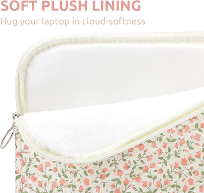 Puffy Laptop Sleeve 13 Inch Cute Quilted Laptop Protective Case Padded Floral Computer Sleeve for MacBook (A-Blue, 13 Inch)