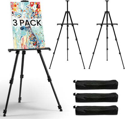 Art Easel for Painting and Display – Adjustable Floor 66 Inch Folding Metal Easel Stand for Sign - Table Top Canvas Stand - Portable Drawing Paint Heavy Duty for Artists Adults Holder or Teen
