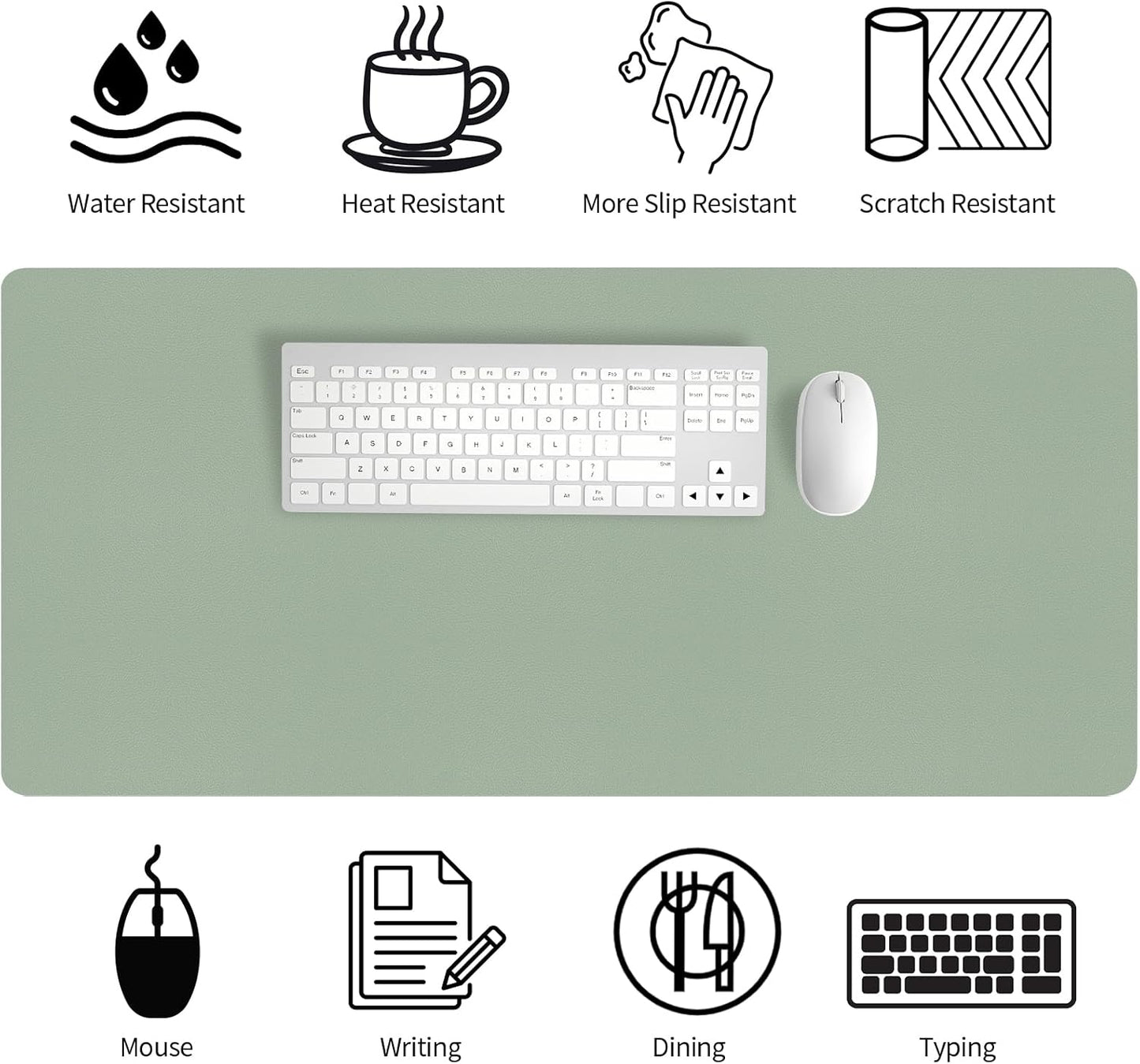 Bloss Leather Desk Pad and Keyboard Wrist Rest, Large Mouse Pad + Keyboard Pad+Mouse Wrist Support, Non-Slip Desk Mat Protector for Office, Home(31.5×15.7 Inches,Beige) - Colors B