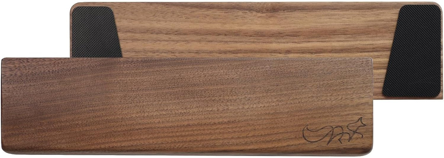 Wooden Keyboard Wrist Rest,11.8x3.1x0.7in Ergonomic Walnut Wood Palm Support for 60%,65%,70%,75%,80% Mechanical Keyboards for Comfortable Typing and Playing