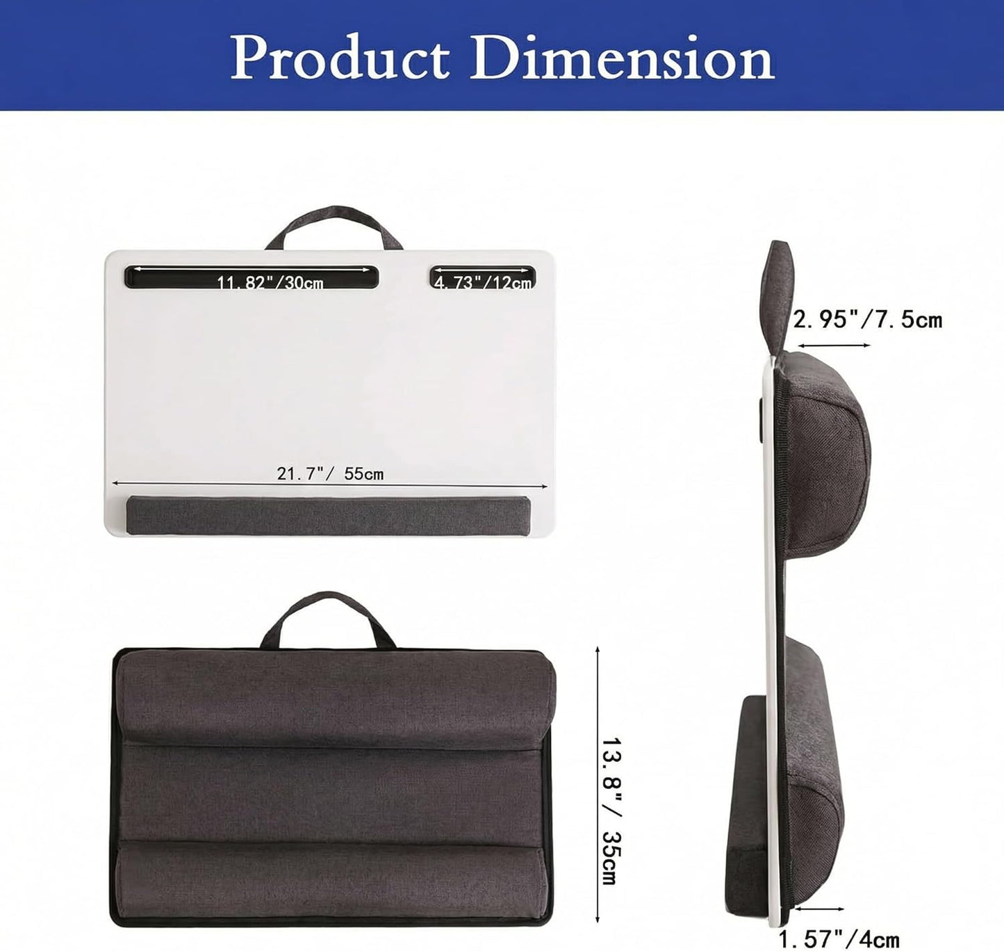 Lap Desk Home Office Lap Desk Portable Laptop Desk for Left Right - Handers with Whole Mouse Pad Wrist Pad Dual Cushion Phone Tablet Slots Fits Up to 17 Inch Laptops