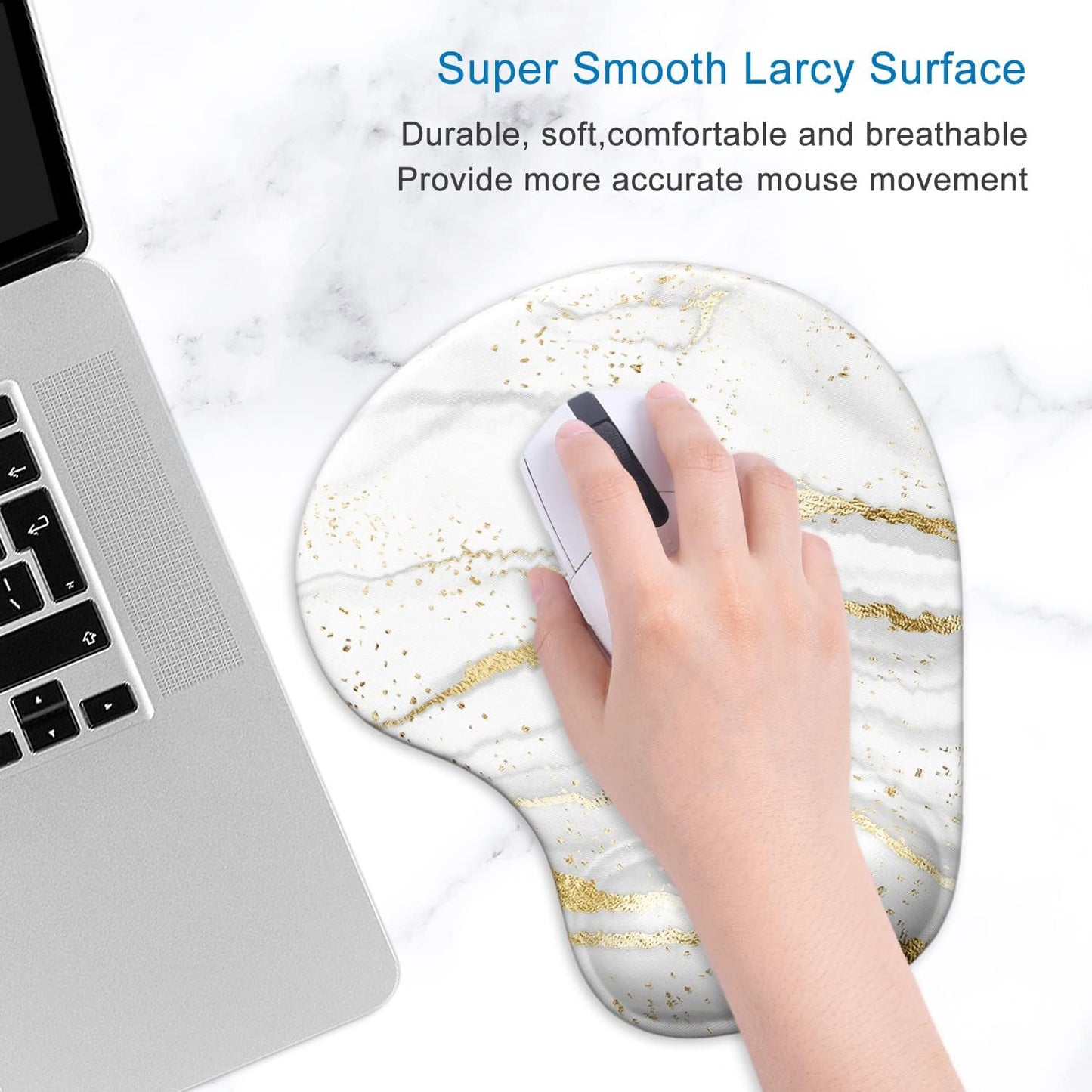 ITNRSIIET Ergonomic Mouse Pad with Gel Wrist Support Wrist Rest Smooth Surface Non-Slip PU Base Comfortable Office Supplies Pain Relief, 9.5 x 8 inches, Beach
